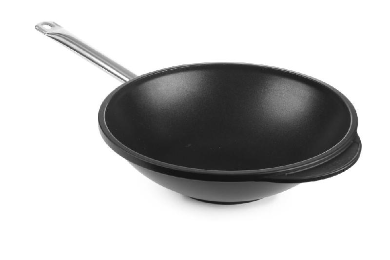 Wok  320x100 mm en fonte d'alum. Poignée inox - 839010_0