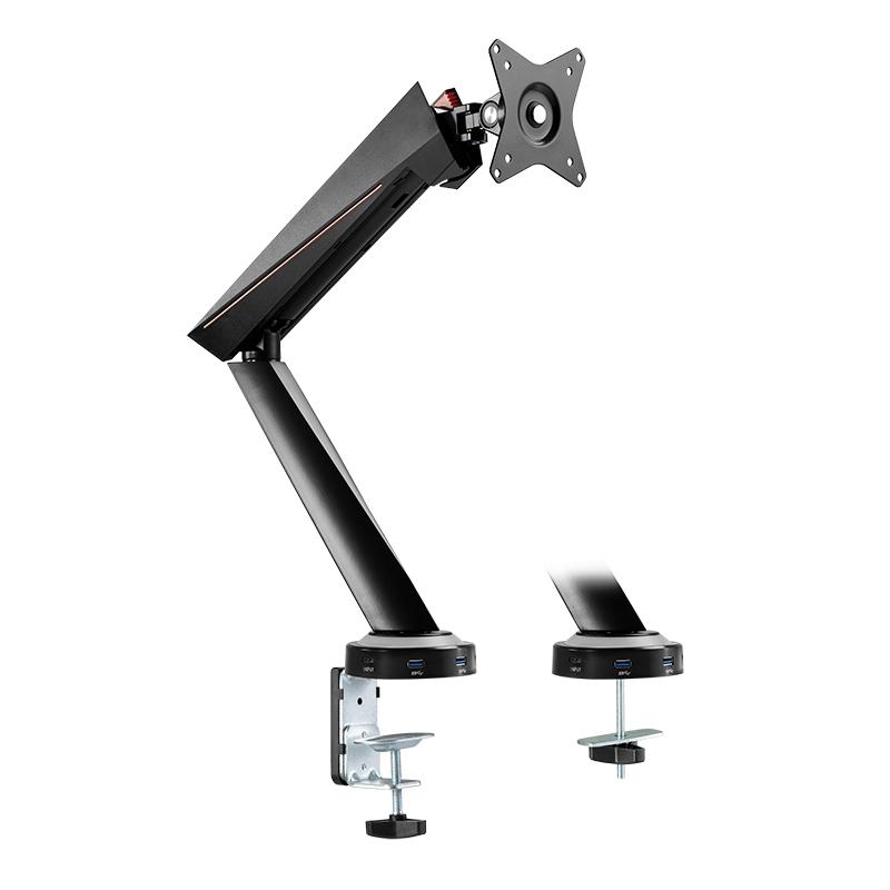 LogiLink BP0091 - Support d'écran plat pour bureau 32'' (81,3 cm) - Pince, réglable en hauteur, avec concentrateur USB_0