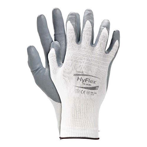 Ansell HyFlex 11-800 - Lot de 12 gants de protection en nylon blanc/gris - Taille 7_0