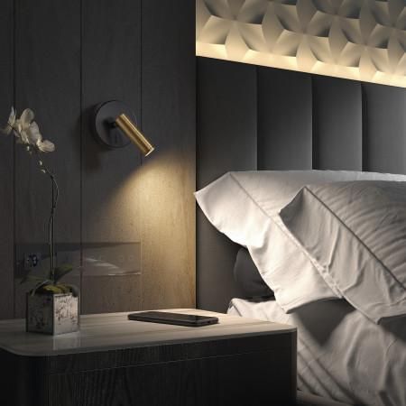 Applique ronde - liseuse en saillie - LED SMD 3W - 3000K - Noir et Or - IP20_0