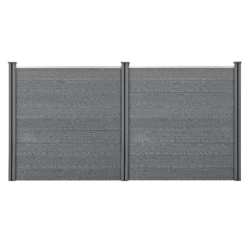 CLÔTURE BRISE VUE BRISE VENT BOIS COMPOSITE (WPC) 183 X 357 CM GRIS 03_0001449_0