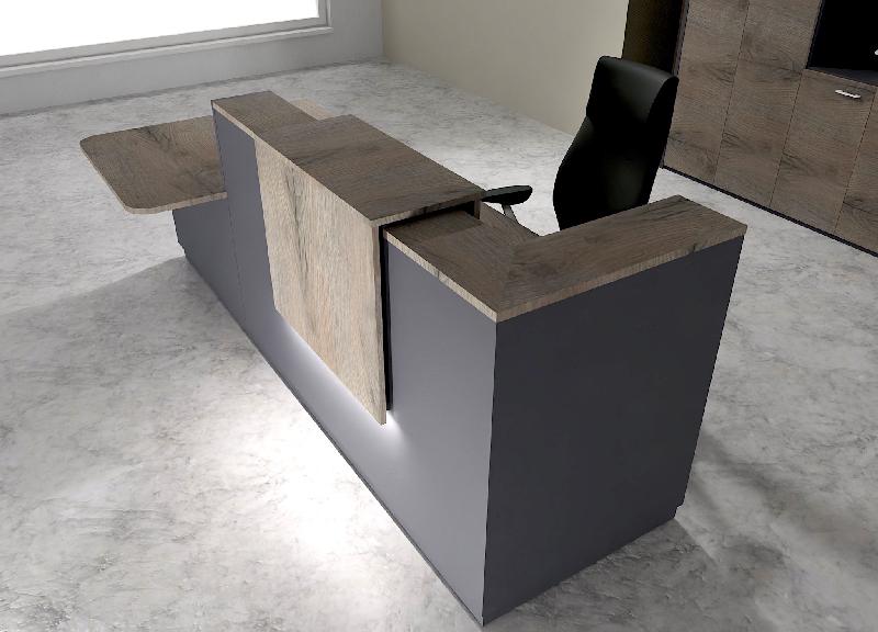 Comptoir d'accueil bi-colore avec PMR Delta et réhausse - Gauche, Non, Anthracite, 262, Chêne grisé_0