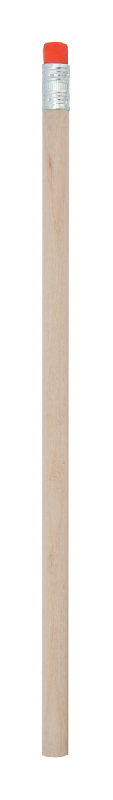 Crayon à papier en bois naturel - avec gomme colorée - non taillé - couleur rouge - poids 5g_0