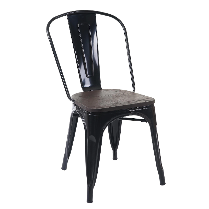 Décoshop26 - Chaise de salle à manger style industriel factory métal noir et assise en bois 04_0002025 - noir 3000541132694_0