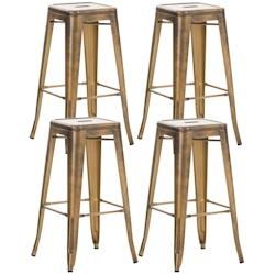 Décoshop26 - Lot de 4 tabourets de bar style industriel avec repose-pieds en métal doré 10_0000938 - 3000720869601_0