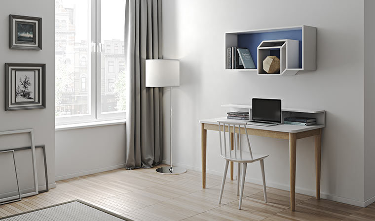 Étagère murale design cubique blanche et bleue - Modèle Cubic - Ana Ramos - Marque TemaHome - 100x26x50 cm_0