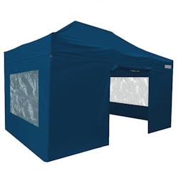 FRANCE BARNUMS - Tente pliante 3x4,5m avec 4 murs, fenêtres, acier 45mm, polyester 380g, norme M2 - Bleu_0