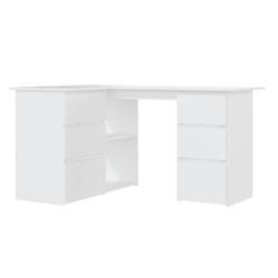 Helloshop26 - Bureau table poste de travail meuble d'ordinateur informatique étude d'angle 145 x 100 x 76 cm bois d'ingénierie blanc 02_0023666 - 30_0