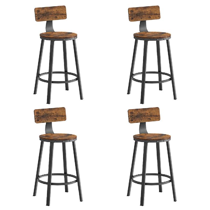 Helloshop26 - Lot de 4 chaises de bar tabourets hauts avec dossier siège de cuisine cadre en acier montage facile siège de 625 cm de 12_0006193 - 30_0
