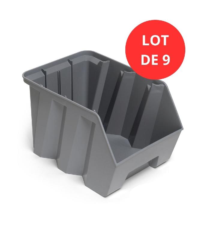 Lot de 9 bacs duetto 42 litres plastique gris_0