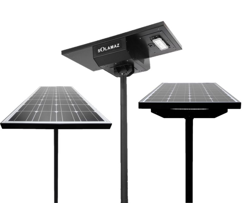Lampadaire solaire Luzeko - design compact avec barrette LED orientable pour éclairage public - fabrication française - SOLAMAZ_0