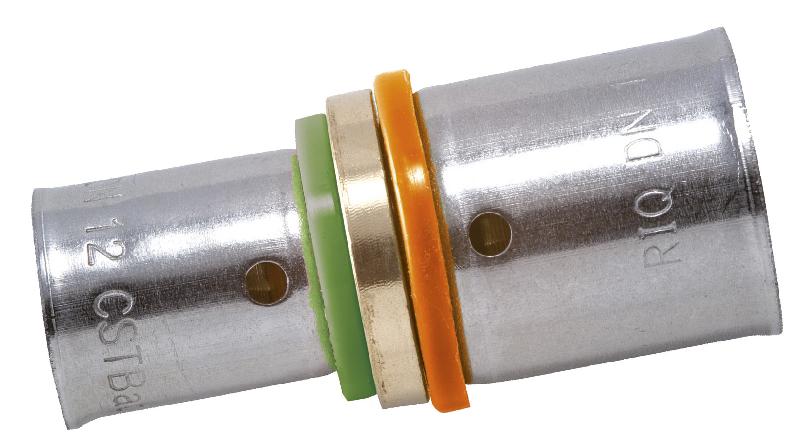 Raccord droit à sertir en laiton D.20 - Pour tube en PER - Norme ACS - Installation avec pince à sertir_0