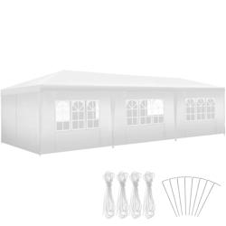 Tectake pavillon Miramas avec 8 côtés, imperméable, 9x3m - blanc - 405969 - blanc plastique 405969_0