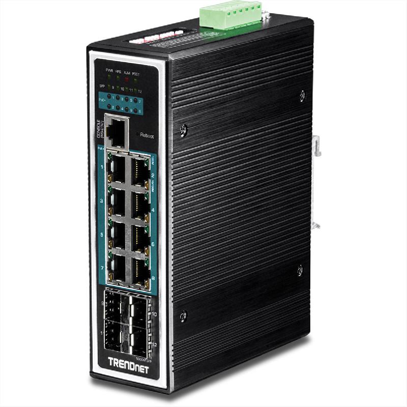 TRENDnet TI-PG1284i Switch Rail DIN géré PoE+ Gigabit industriel à 12 ports_0