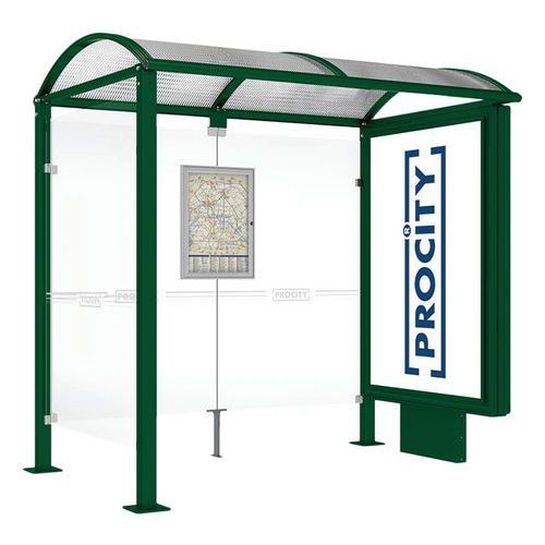 ABRI BUS VOÛTE 2.50 M CAISSON 1 BARDAGE LAT. VERT 6005 - PROCITY