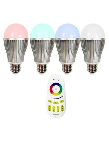 AMPOULE LED E27 RGB +W 9W AVEC TÉLÉCOMMANDE [ÉCLAIRAGE 75W]
