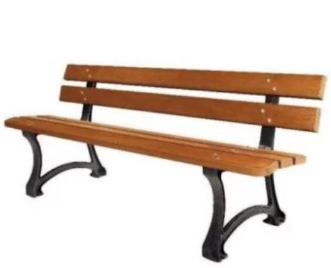 Banc public Madrid - 5 lames en bois exotique certifié FSC - pieds en fonte - 180 cm ou 200 cm_0