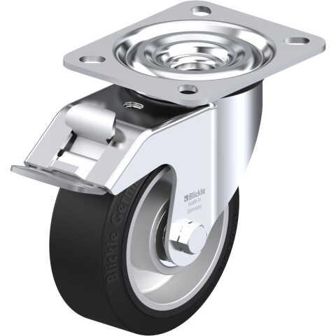 BLICKLE - ROULETTE PIVOTANTE À FREIN Ø 100MM BANDAGE CAOUTCHOUC NR 200KG - L-ALEV 100K-FI