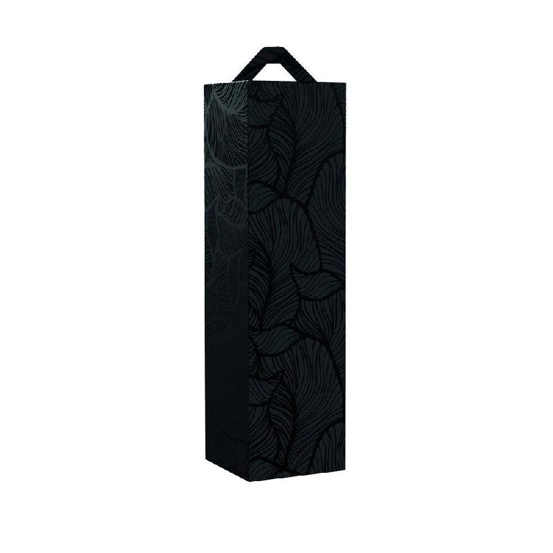 Boîte 1 bouteille feillage noir 9x9x33cm - par 10_0