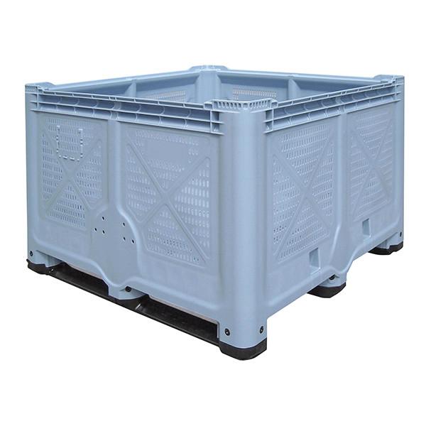 Caisse palette plastique rigide ajourée - 3 semelles 1200 x 1200 x 785 mm Gris - Réf : CAI135CP1212000_0
