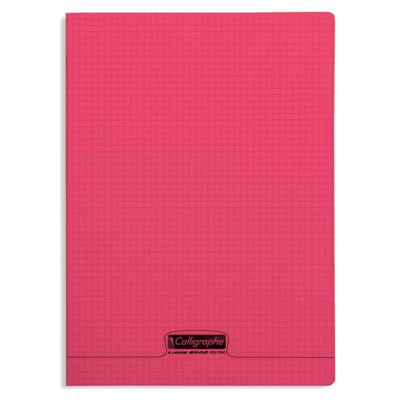 Calligraphe Lot de 10 Cahier Ligne 8000 24x32, 48p./24 feuilles 90 g/m² piquées, couv. PP rouge, quadrillé 5x5 - 3210330184739_0
