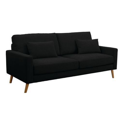CANAPÉ 2 PLACES STOCKOLM TISSU POLYESTER CHINÉ NOIR - MMP