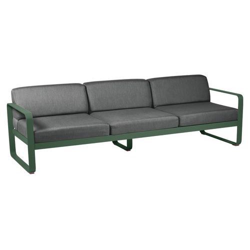 CANAPÉ 3 PLACES BELLEVIE VERT CÈDRE COUSSINS GRIS GRAPHITE - FERMOB