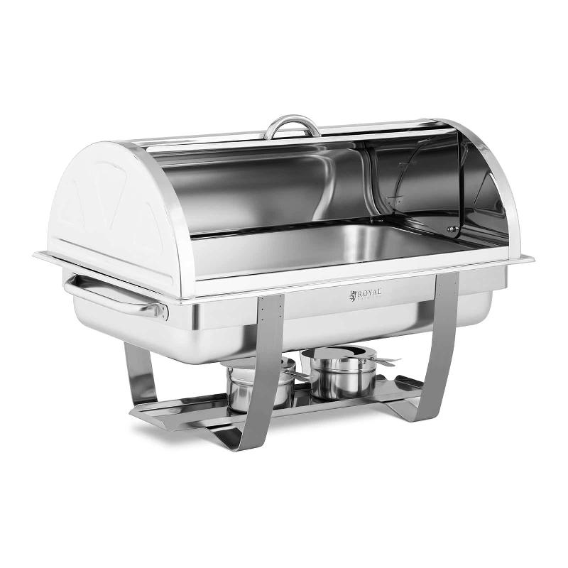 Chafing Dish - GN 1/1 8,5 litres - 2 brûleurs - base étroite - acier inoxydable durable_0