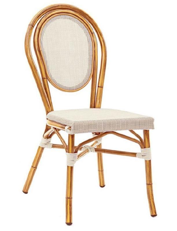 Chaise de restaurant Sete/RS - structure aluminium verni imitation rotin - assise et dos en Batyline_0