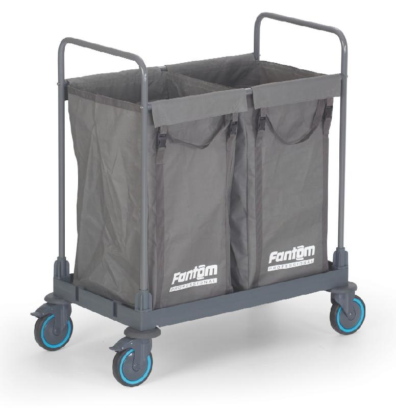 Chariot de transport à linge - structure pliable en acier peint - roues pivotantes Ø 9,5 cm - sac en toile_0