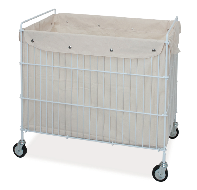 Chariot de transport à linge - structure pliable en acier peint - roues pivotantes Ø 9,5 cm - sac en toile_0