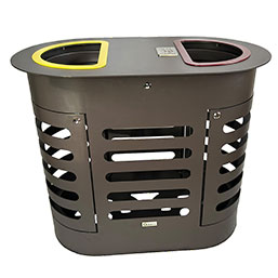 Corbeille tri sélectif 2 x 110 L - Couvercle et portes fermées par clé - PYLEA_0