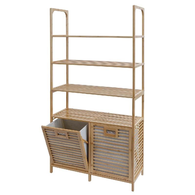 Décoshop26 - Meuble de salle de bain en bambou 4 étagères + 2 paniers à linge 168x81x33 cm 04_0009763 - Bambou 3000267666541_0