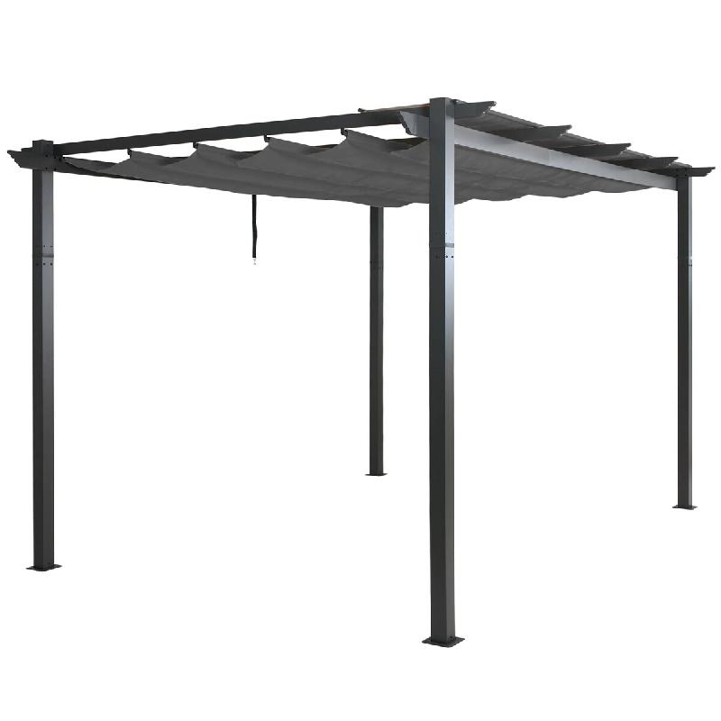 Décoshop26 - Pergola de jardin en aluminium 3x4 m avec toit coulissant réglable UV50+ structure 8 cm coloris anthracite 04_0009582 - aluminium 30002_0