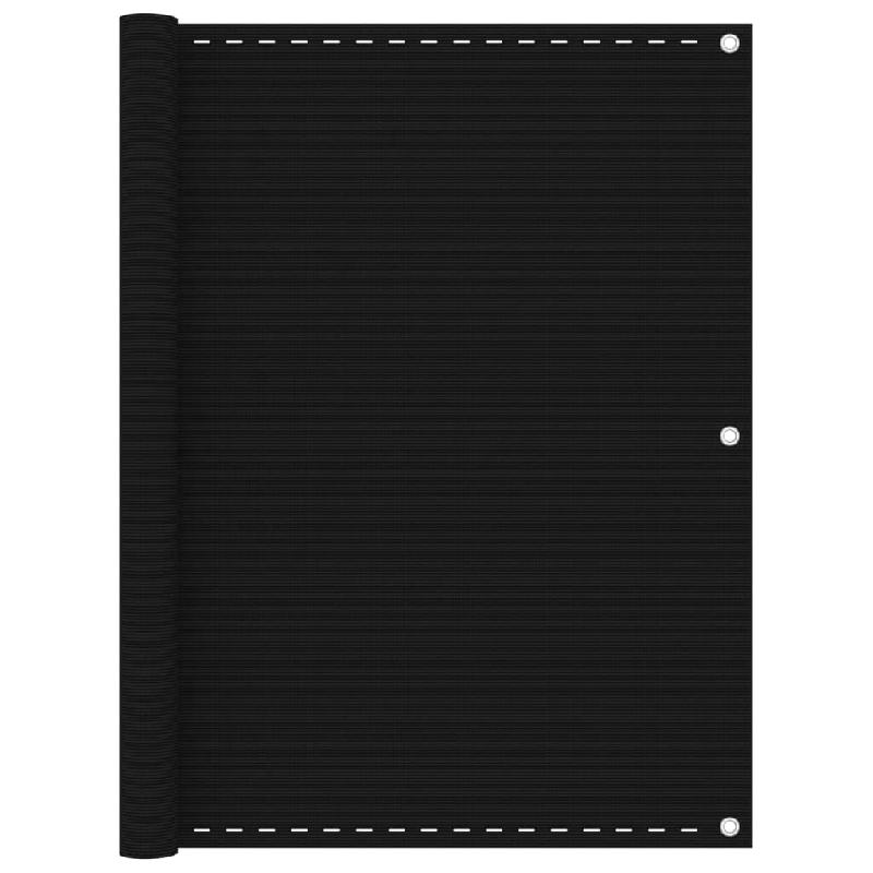 Écran de balcon brise-vue - Protection intimité - 120x500 cm - PEHD noir - Résistant moisissures et UV_0