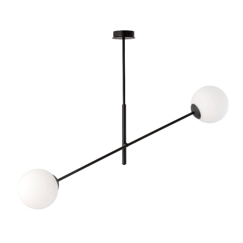 EMIBIG LIGHTING PLAFONNIER LINÉAIRE, NOIR/OPALE, À 2 LAMPES