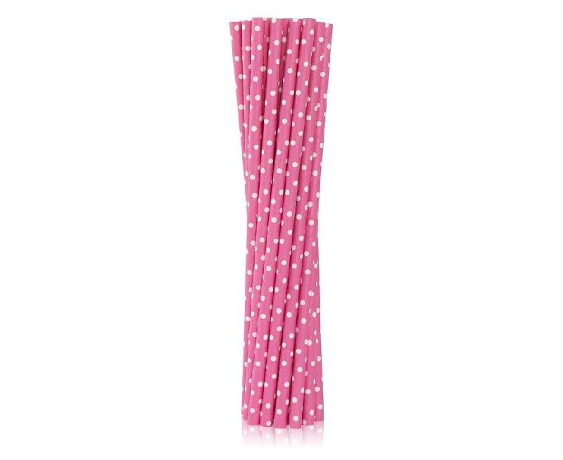 Godan 12 pailles rose à pois blancs - rose SG-RPCZG12_0