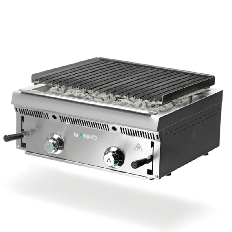 Grill pierre de lave à gaz avec grille acier bruni | Mainho - 600_0