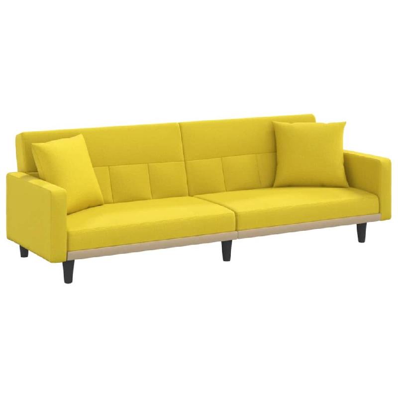 Helloshop26 - Canapé-lit avec coussins jaune clair tissu 02_0020406 - jaune polyester 3001088588005_0