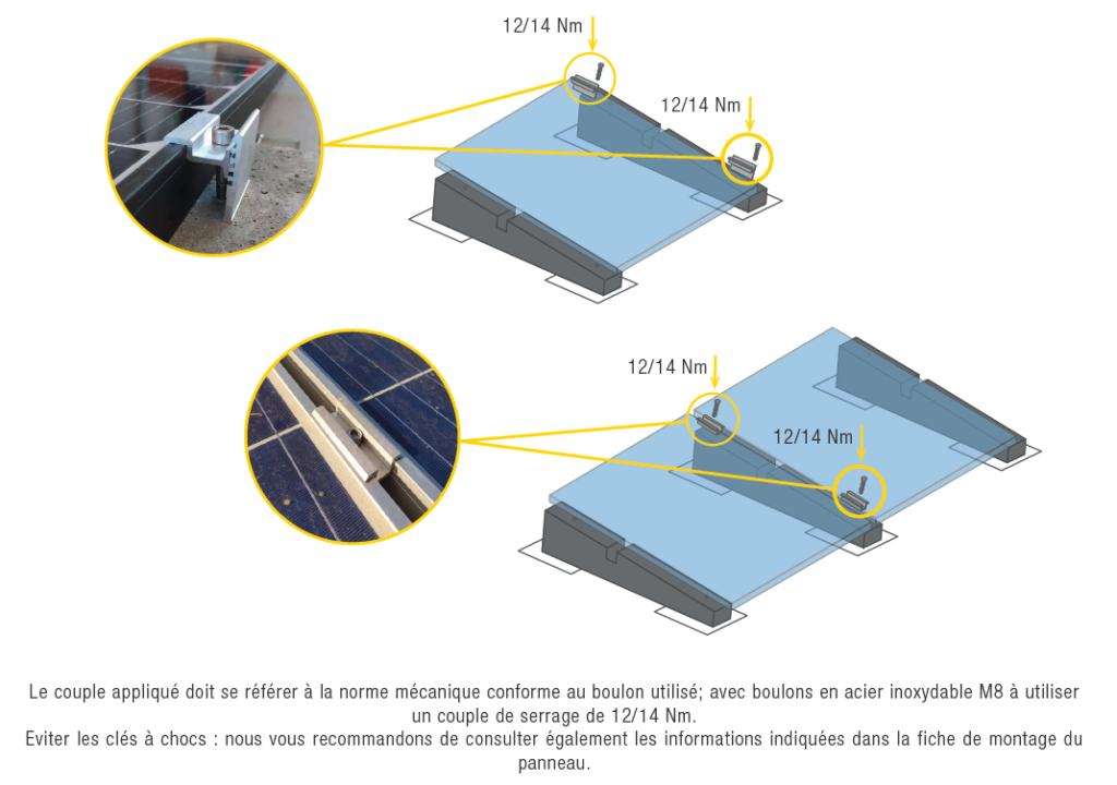 Kit de fixation pour panneaux photovoltaïques - Compatible Sun Ballast - Aluminium + Vis inox_0