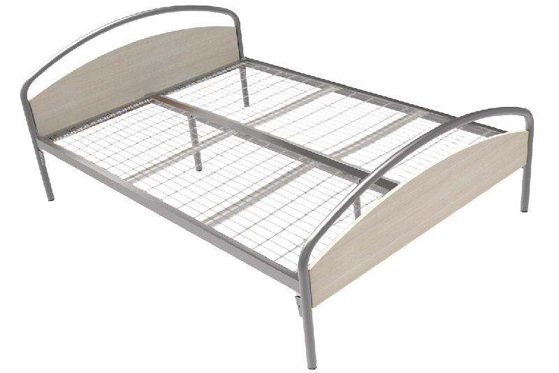 LIT THÉLIA TÊTE/PIED PANNEAU SOMMIER TREILLIS 140X190 ALU/PIN CRÈME - MANUTAN COLLECTIVITÉS