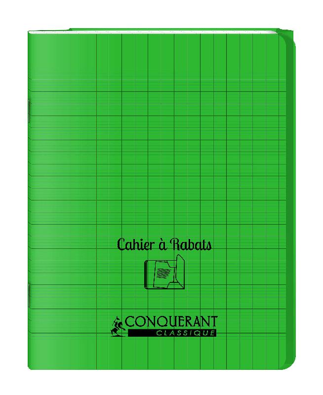 LOT DE 8 - CAHIER A RABAT CONQUERANT CLASSIQUE AGRAFE 170X220 96P 90G SEYES POLYPRO VERT