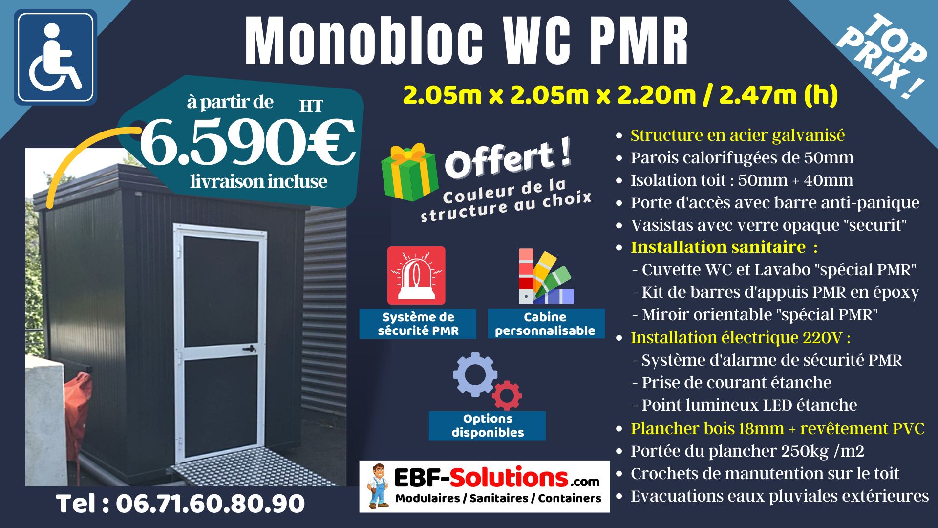 Monobloc wc pmr raccordable 205cm x 205cm x 247cm_0
