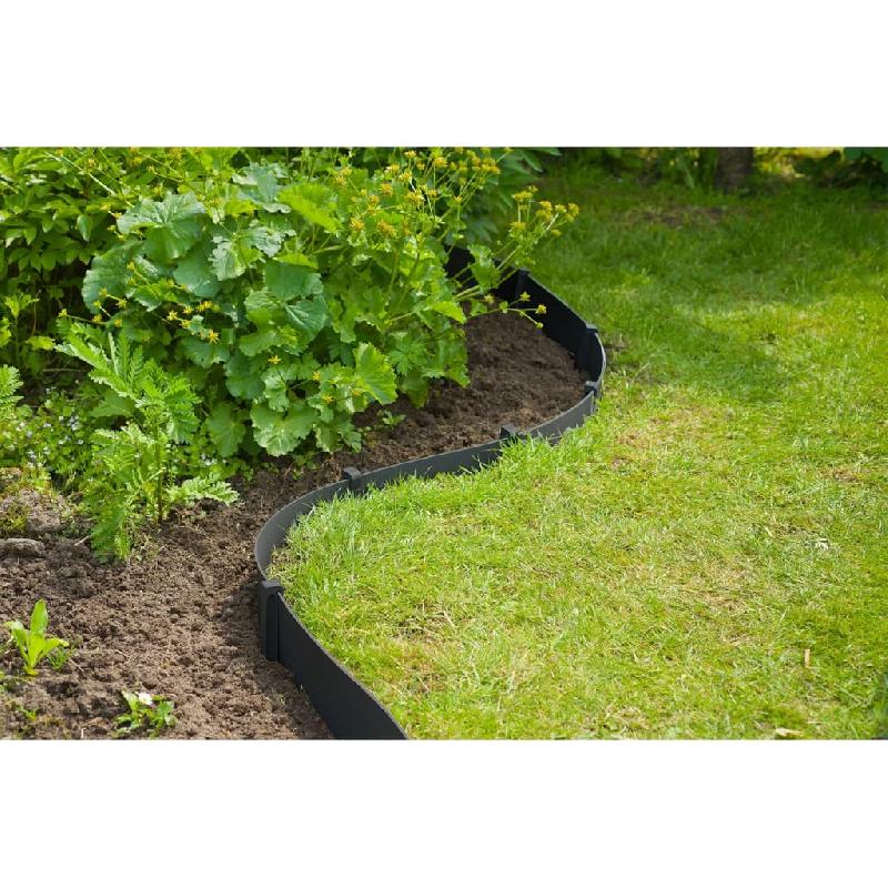 Nature ensemble de bordure de jardin h15 cm x 10 m avec piquet noir 447504_0