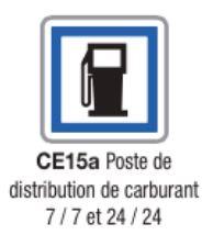 Panneau de signalisation d'indication type CE15a - Poste de distribution de carburant 7/7 et 24/24 - Formats de 350 à 1500 mm_0