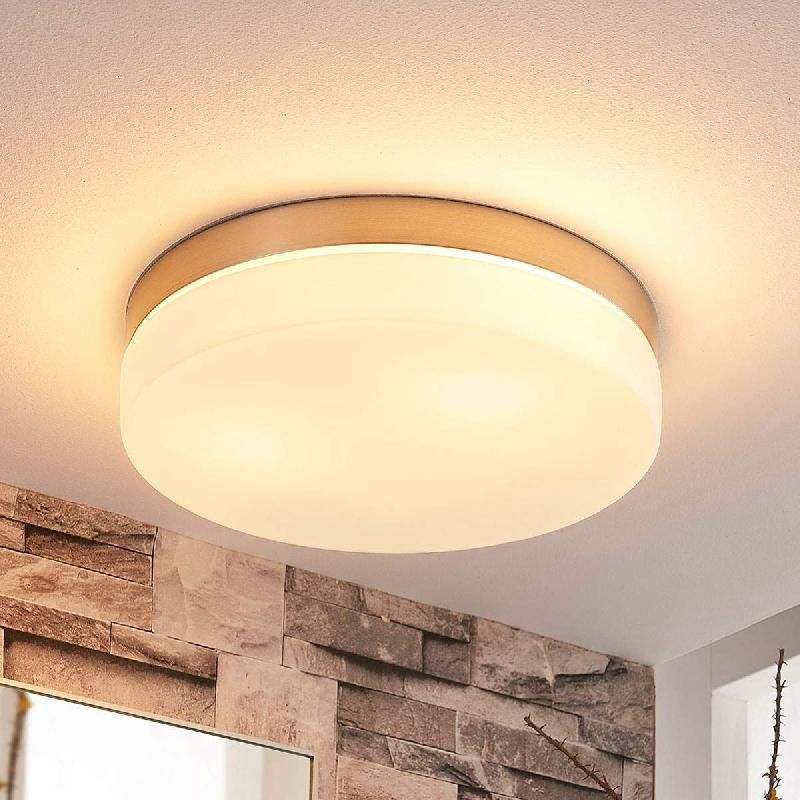 LINDBY PLAFONNIER POUR SALLE DE BAIN AMILIA, Ø 30 CM, E27, NICKEL, VERRE