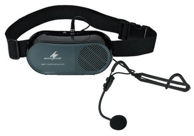 Porte-voix WAP-5 MONACOR - Amplificateur mobile 7W avec micro serre-tête et entrée ligne_0