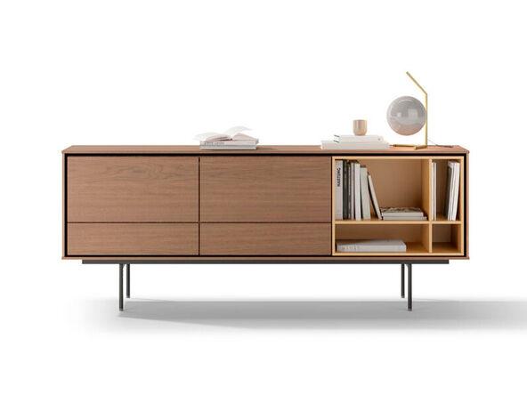 Meuble de service en placage bois Aura 3 avec niche laquée_0