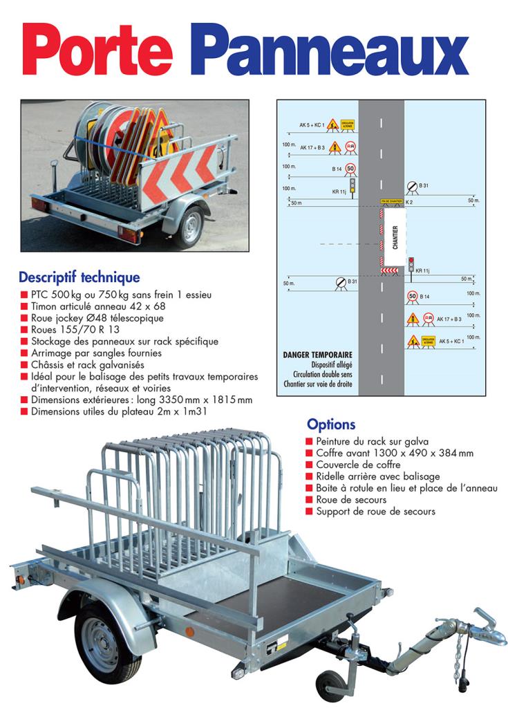 Remorque porte panneaux routiers signalétique pour mairies et collectivités_0