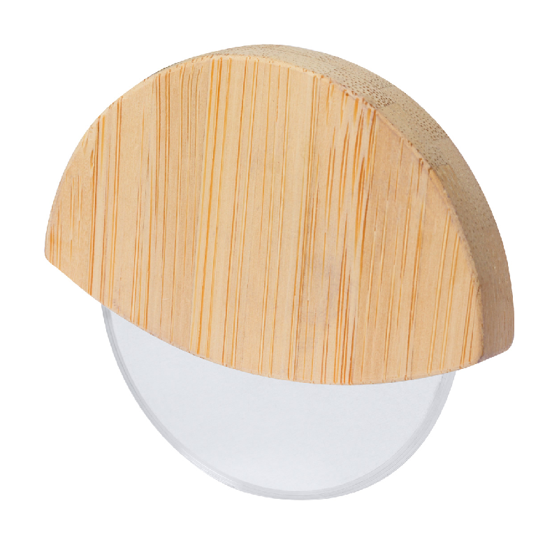 Roulette à pizza - acier inoxydable - boîtier en bambou - couleur naturelle - poids 35 g_0